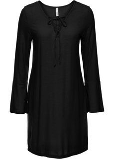Трикотажное платье со шнуровкой (черный) Bonprix