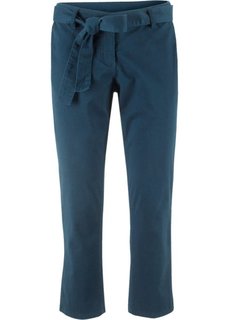 Брюки-стретч 7/8 с лентами для завязывания (темно-синий) Bonprix