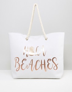 Пляжная сумка с золотистым принтом Hola Beaches South Beach - Золотой