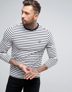 Белый лонгслив классического кроя в бретонскую полоску с логотипом Lyle &amp; Scott - Белый