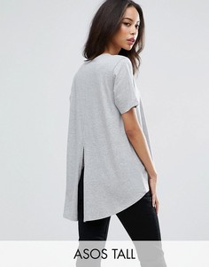 Футболка с асимметричным краем и разрезом на спине ASOS TALL - Серый