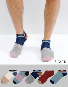 5 пар спортивных носков с контрастными пяткой и носком ASOS - Мульти