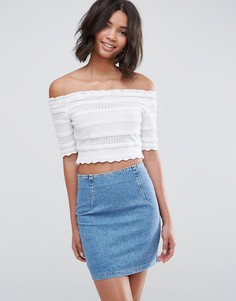 Кроп-топ из кроше ASOS - Кремовый