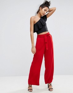 Широкие брюки с завязкой спереди New Look - Красный