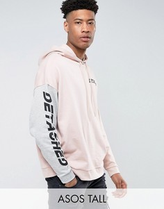 Oversize-худи со вставками и принтом на рукавах ASOS TALL - Розовый
