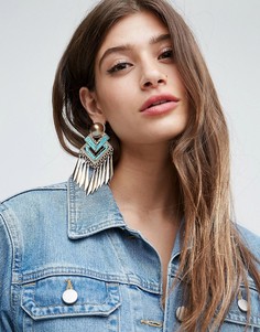 Броские металлические серьги с кисточками ASOS - Синий