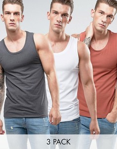 3 обтягивающие майки ASOS - СКИДКА - Мульти