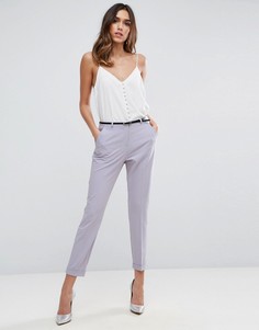 Классические узкие брюки-сигареты с ремнем ASOS - Фиолетовый
