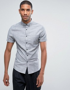 Темно-серая оксфордская рубашка скинни в стиле casual ASOS - Черный
