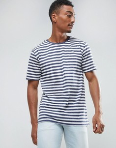 Футболка в полоску с асимметричным краем Troy - Темно-синий