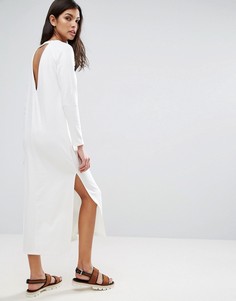 Платье макси с глубоким вырезом сзади ASOS - Белый