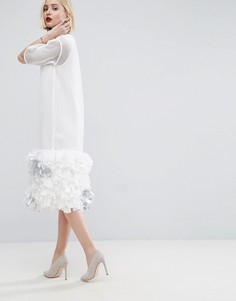 Сетчатое платье миди с завязками ASOS WHITE - Белый