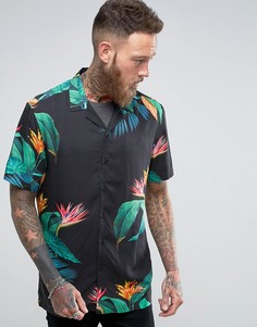 Рубашка классического кроя из вискозы с цветочным принтом ASOS - Черный