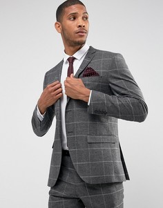 Приталенный пиджак в клетку на эластичной подкладке Selected Homme - Серый