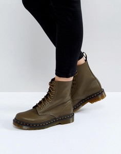 Ботинки цвета хаки с 8 парами люверсов Dr Martens - Зеленый