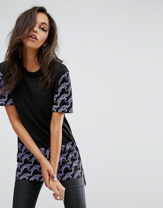 Футболка с логотипом и принтом тигра Versace Jeans - Черный