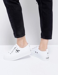 Белые парусиновые кроссовки на платформе Calvin Klein - Белый