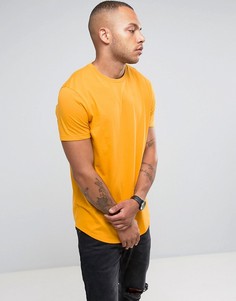 Длинная футболка с закругленным краем ASOS - Желтый