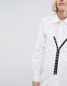 Хлопковое платье с застежкой на крючки ASOS - Белый