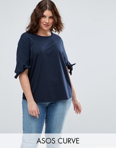 Футболка с завязками на рукавах ASOS CURVE - Мульти