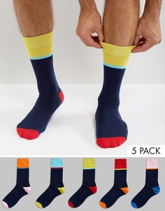 5 пар разноцветных носков с контрастной пяткой и носком ASOS - Мульти