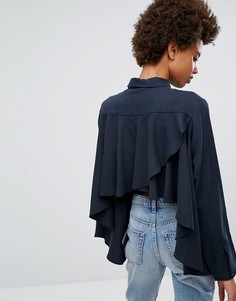 Рубашка из вискозы с оборками на спине Weekday - Темно-синий