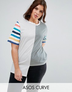 Свободная футболка в полоску ASOS CURVE - Мульти