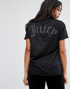 Футболка с асимметричным краем и логотипом на спине Juicy Couture - Черный