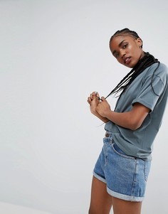 Свободная футболка с закатанными рукавами ASOS - Зеленый