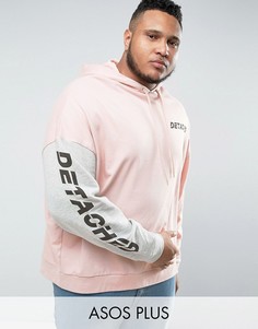 Худи свободного кроя с принтом ASOS PLUS - Розовый