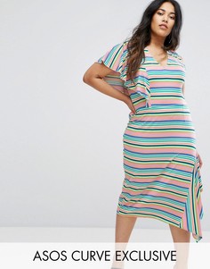 Чайное платье в яркую полоску ASOS CURVE - Мульти
