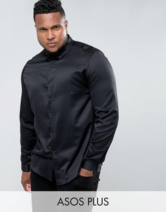 Черная атласная рубашка классического кроя ASOS PLUS - Черный