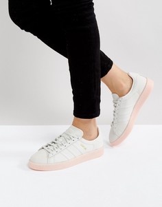 Светло-серые кроссовки на розовой подошве adidas Originals Campus - Белый