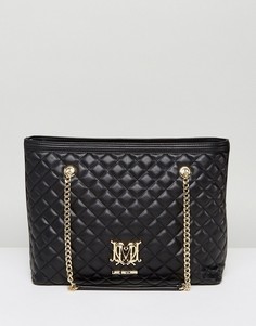 Стеганая сумка-шоппер с логотипом Love Moschino - Черный