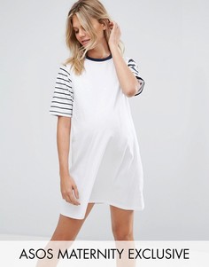 Трикотажное платье в полоску ASOS Maternity - Белый
