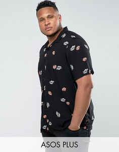 Рубашка классического кроя из вискозы с цветочным принтом ASOS PLUS - Черный