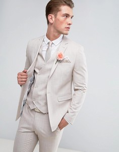 Желтовато-серый пиджак скинни с цветочным принтом на подкладке ASOS Wedding - Серый