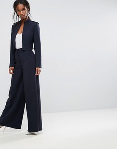 Брюки с завышенной талией и необработанными краями ASOS Tailored - Темно-синий