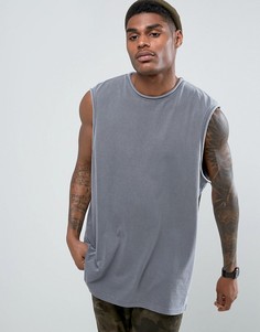 Oversize-футболка без рукавов с необработанными краями ASOS - Серый