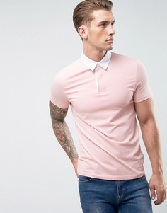 Розовая обтягивающая футболка-поло ASOS - Розовый