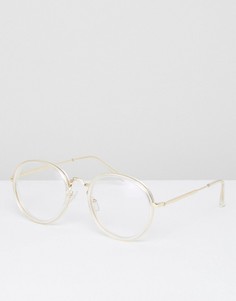 Серебристые очки с круглыми прозрачными стеклами Jeepers Peepers - Прозрачный
