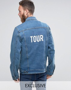 Свободная джинсовая куртка с принтом Tour на спине Reclaimed Vintage Inspired - Синий