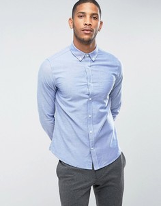 Оксфордская рубашка узкого кроя Burton Menswear - Синий