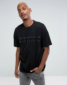 Свободная футболка с люверсами ASOS - Черный