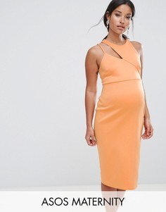 Асимметричное платье с вырезом ASOS Maternity - Оранжевый
