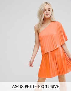 Плиссированное платье мини на одно плечо ASOS PETITE - Мульти