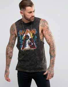 Футболка без рукавов с принтом Def Leppard ASOS - Черный