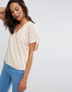 Топ из ткани понте с бантиками ASOS - Бежевый