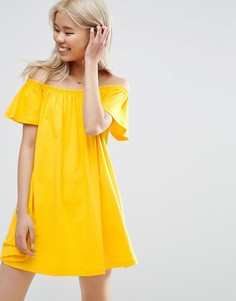 Платье мини с открытыми плечами ASOS - Желтый