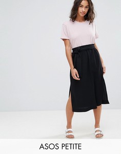Юбка-карандаш миди со свободной талией и разрезами ASOS PETITE - Черный